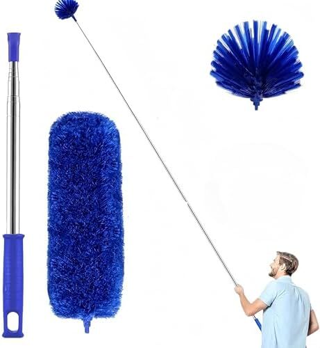 Cobweb Duster with Extension Pole,Spider Web Remover 2PCS Cob Web Duster 15-100