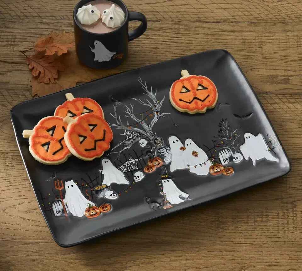 Pottery Barn Scary Squad  Large  Rectangular Serving Platter Halloween  New