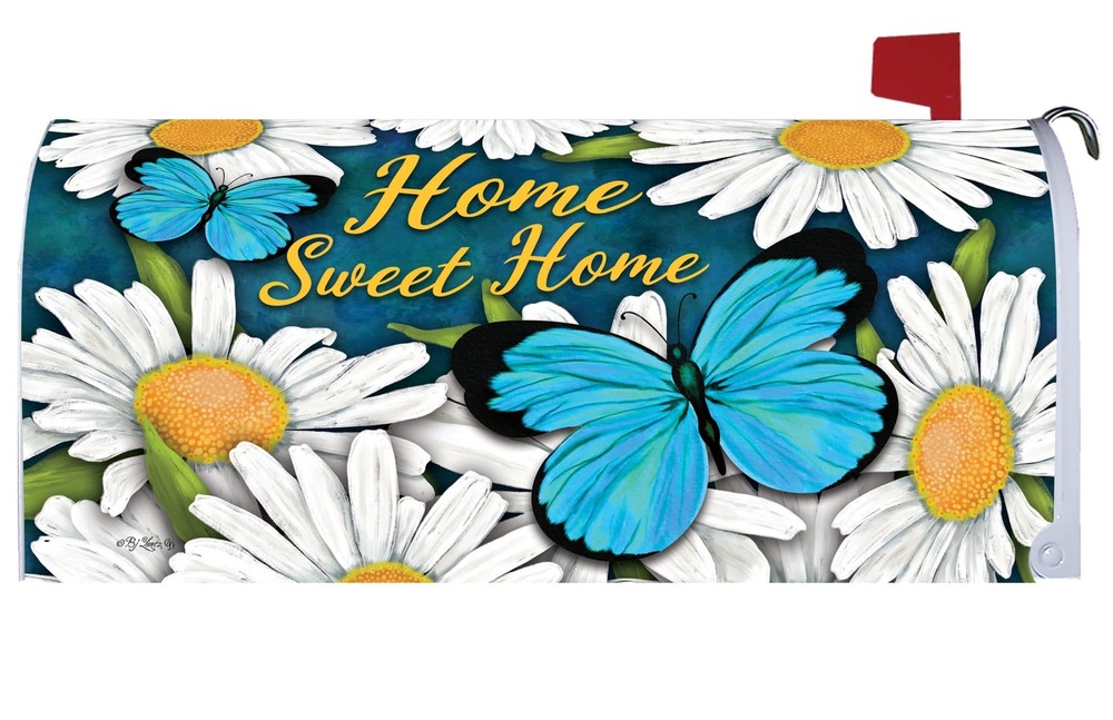 Blue Butterflies Mailbox Cover