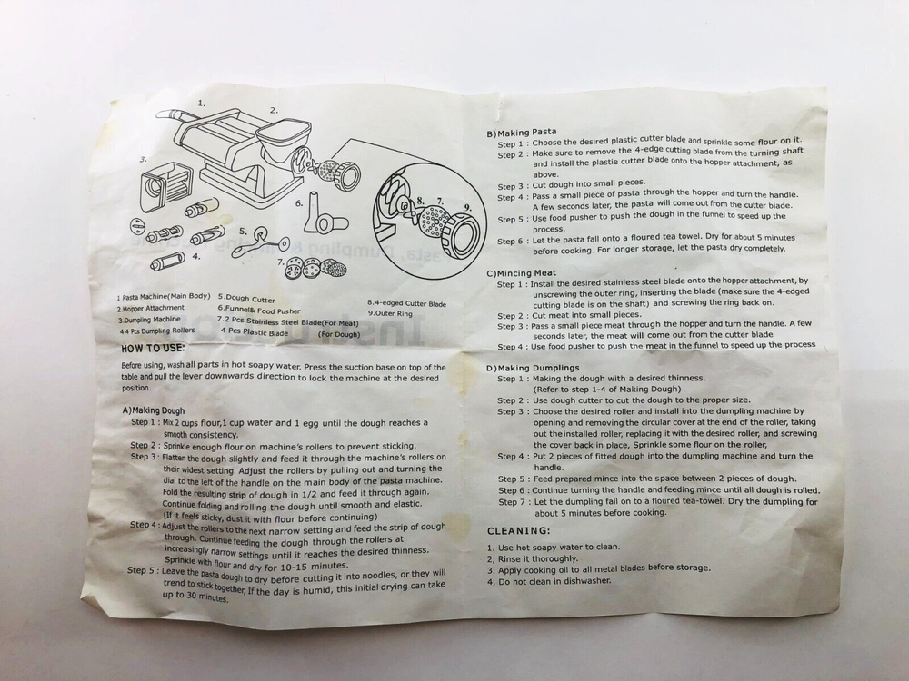 Vintage Pasta Dumpling Mincing Machine with Manual