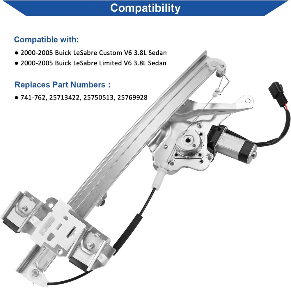 2000-2005 Buick LeSabre Front Left Driver Side Window Regulator–Compatible