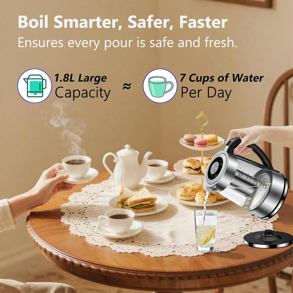 Electric Kettle with Temperature Control for Tea and Coffee, 1.8L 1500W, Keep...