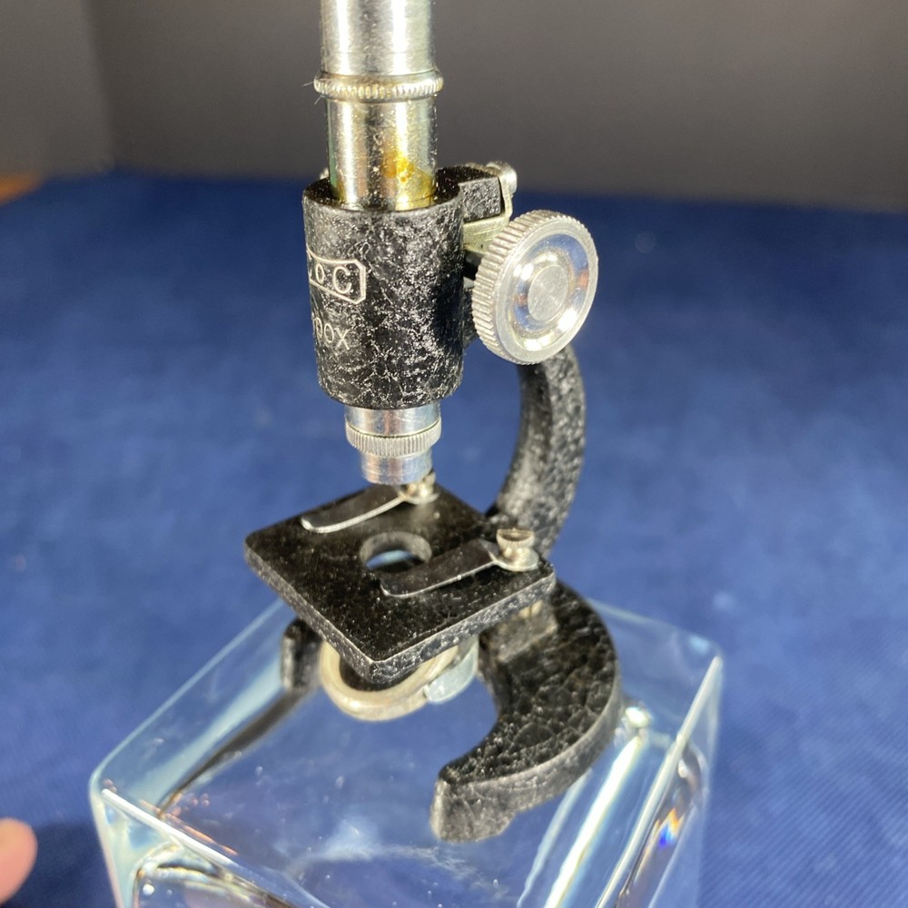 Miniature Microscope Black & Silver Metal - Approximately 4 Inches High