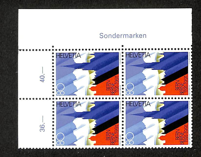 Switzerland, Postage Stamp, #889 Block Mint NH, 1991 Bern (BA)
