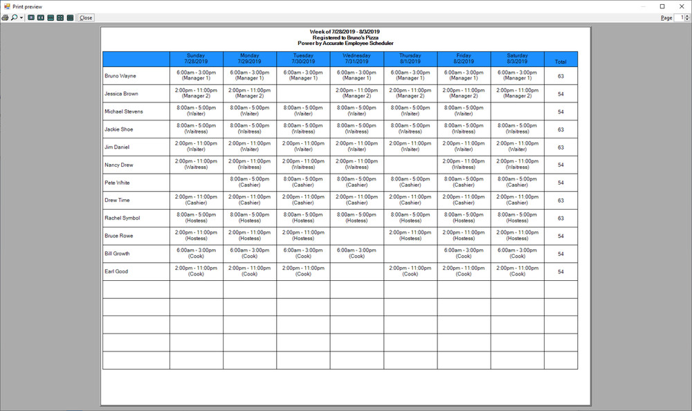 Employee Scheduler Software for Microsoft Windows PC Business Schedule Creator