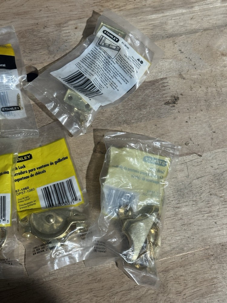 Stanley Hardware Bright Brass Window Security Sash Locks & Utility Pulls Lot