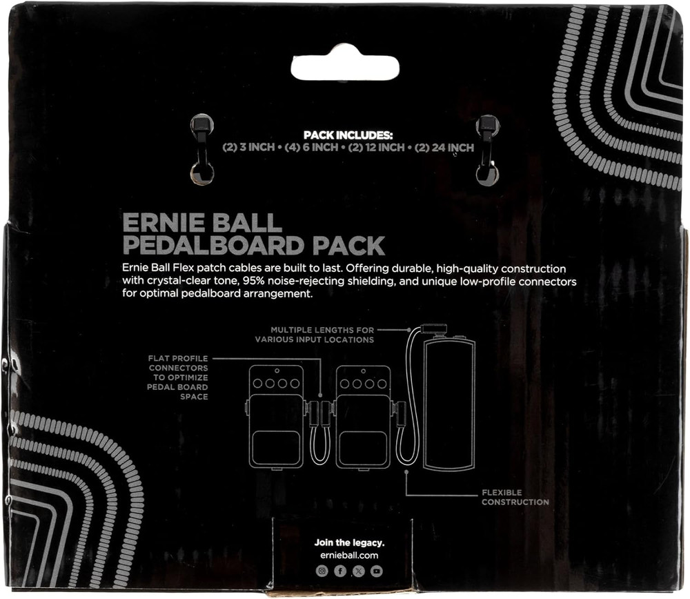 Flex Patch Cables Pedalboard Multi-Pack - Black