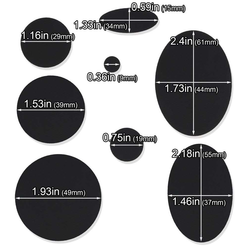 Pndeyo 16pcs Puffer Down Jacket Repair Patch Kit, Black Mixed Size,