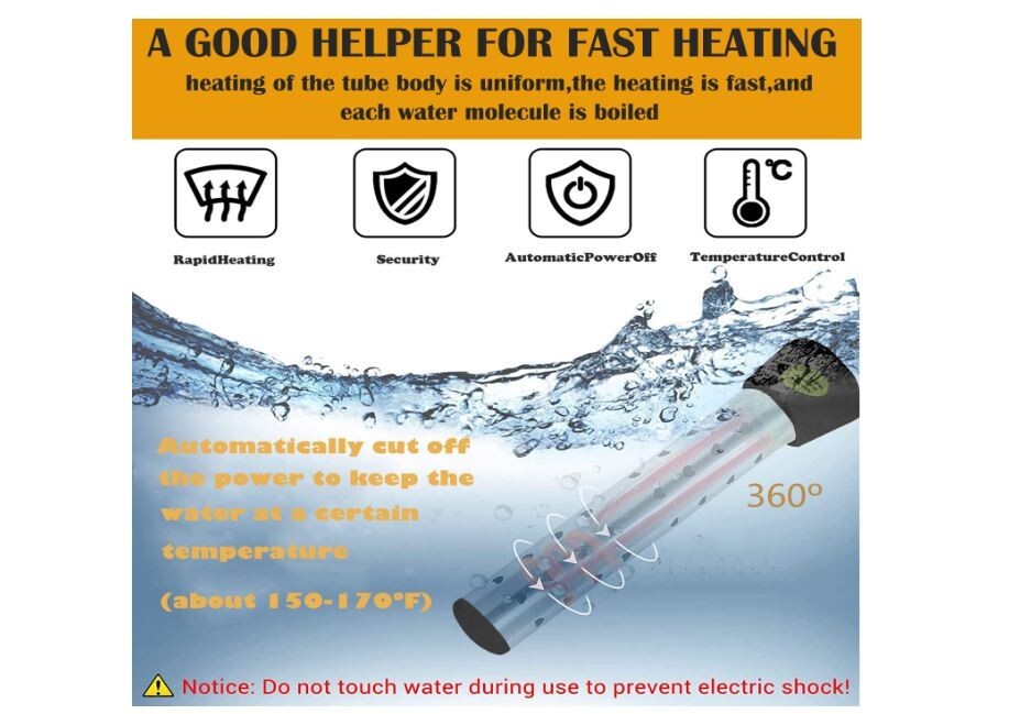 110V Portable Submersible Electric Water Heater for 5 Gallons Hot