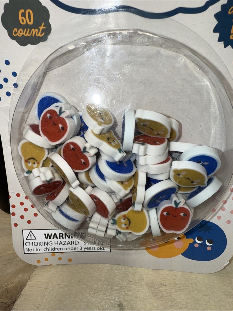 Fruit Shaped Mini Erasers 60 Count
