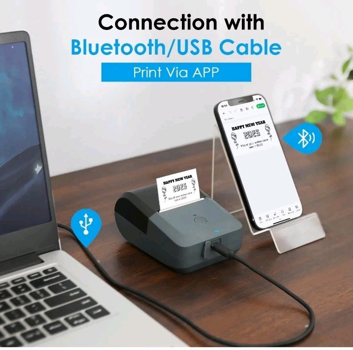 Kanon Mini Portable Bluetooth Wireless Or Usb Thermal Label Printer