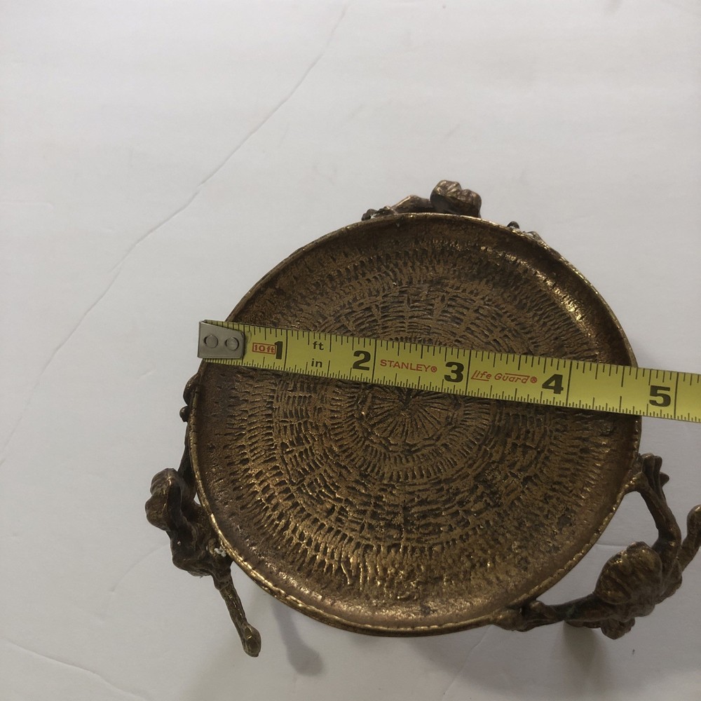 Antique Georgian Solid Brass Tazza Dish Centrepiece Held By Three Frogs