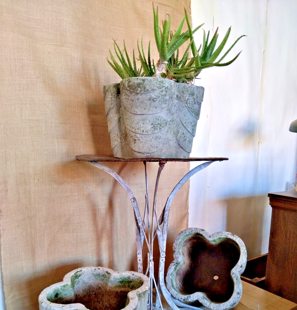 individual mid century cast stone planters