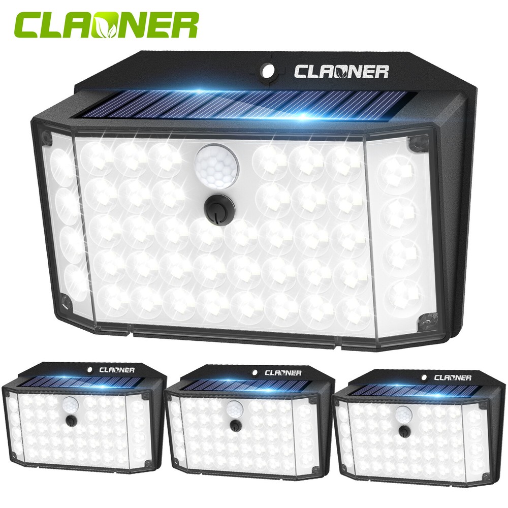 4Pack Solar Powered 132 LED Wall Lights PIR Motion Sensor Outdoor Security Lamp