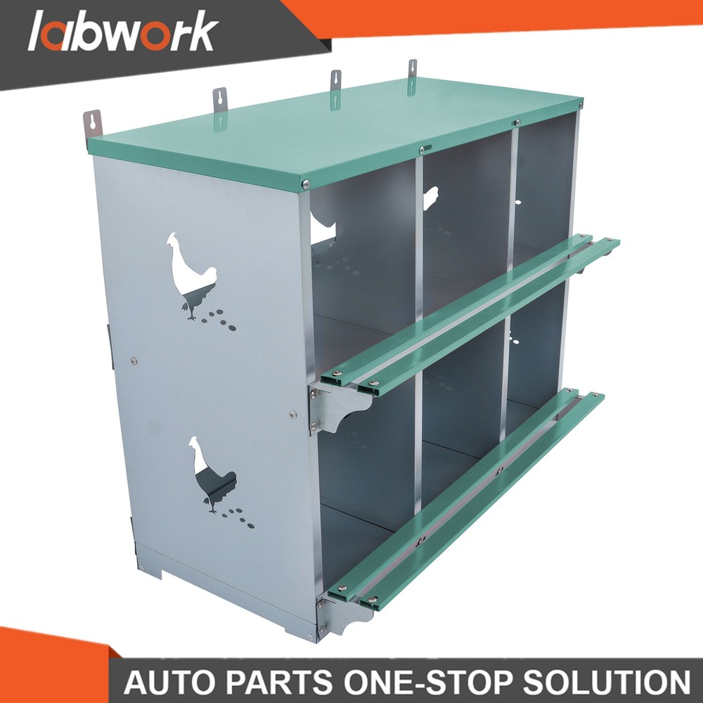 Labwork 6-Compartment Metal Poultry Nesting Box Wall Mount Easy Egg Collection