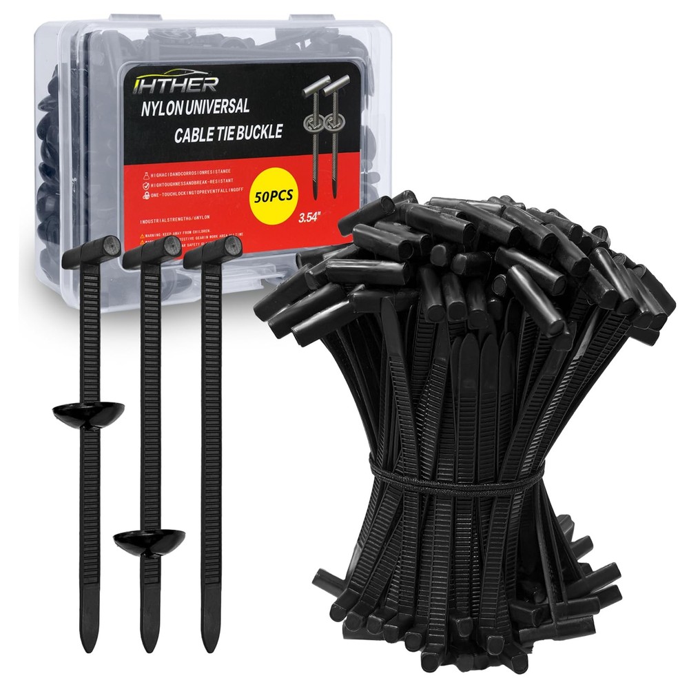 50PCS Upgraded Nylon Universal Cable Tie Buckle,Self-Locking Black