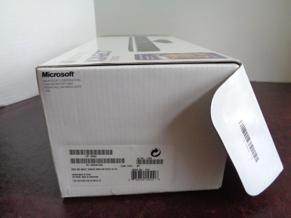 EMPTY BOX Cables & Manual NO SENSOR UNIT - Xbox 360 KINECT Sensor Bar Model 1414