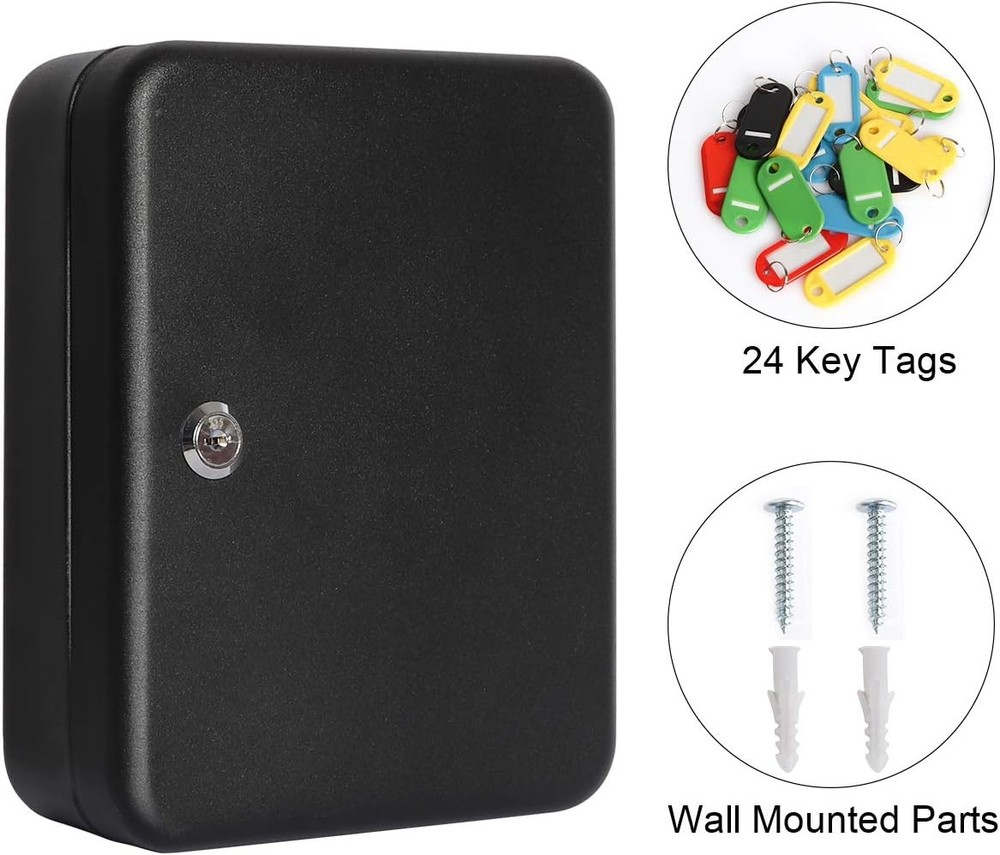 Key Cabinet Wall Mount,Locking Organizer, Storage Lock Medium, Black