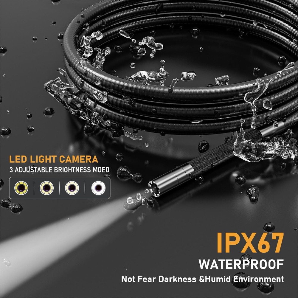 Two-Way Articulating Borescope Camera with Light, Industrial Endoscope Inspec...