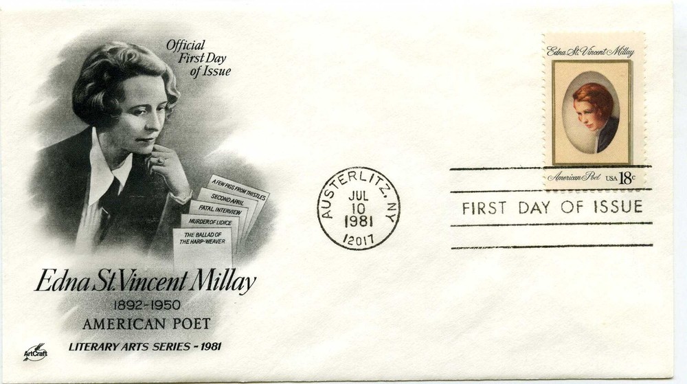 1926 Edna St Vincent Millay ArtCraft, FDC