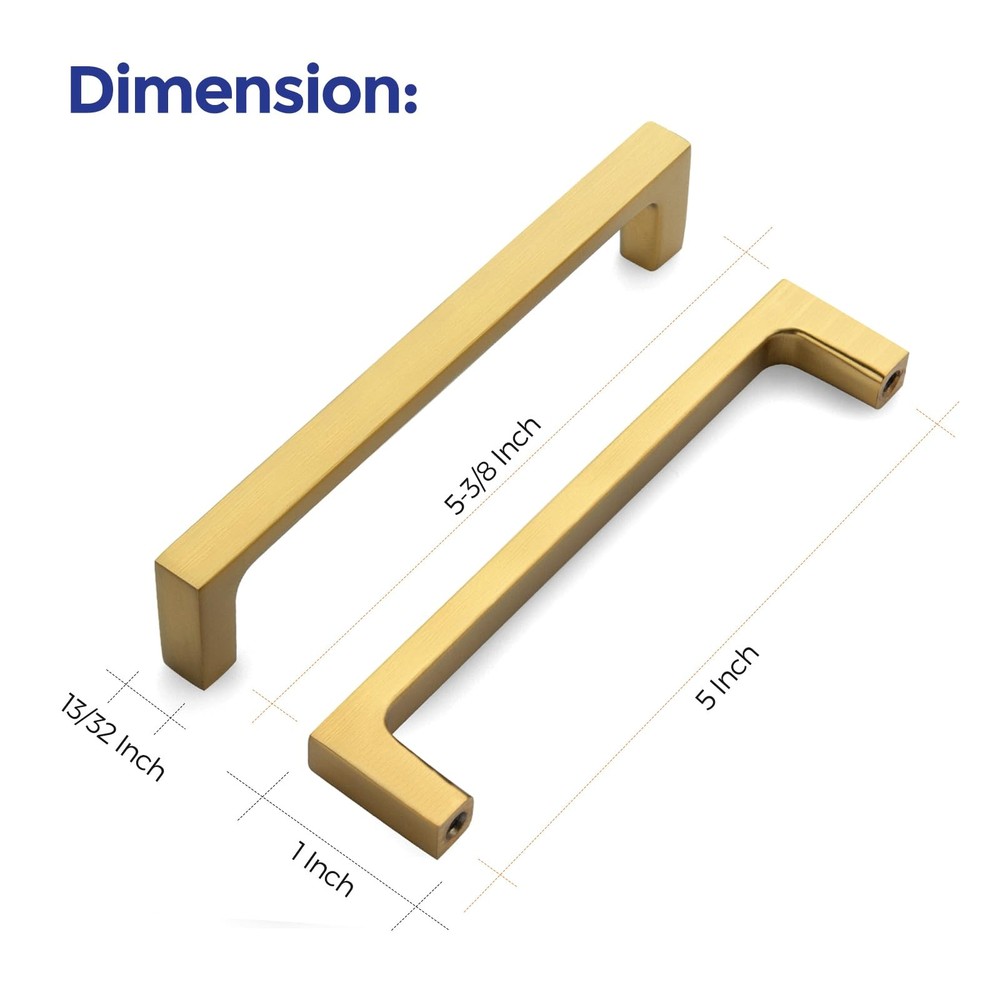 Cabinet Handles 30 Pack 5 Inch Square Brushed Brass Drawer Pulls Ravinte Solid