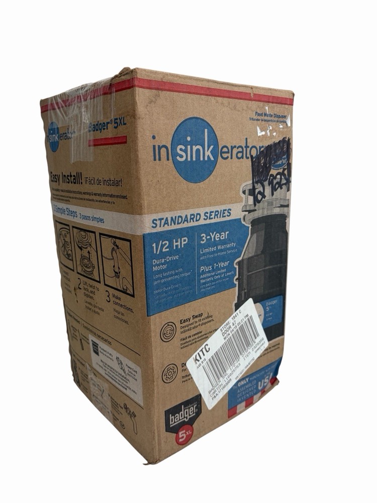 InSinkErator Badger 5XL Garbage Disposal 1/2 HP w/instructions
