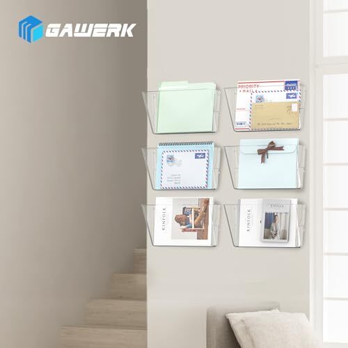 6 Pack Clear Single Pocket Wall File Holder Hanging Wall Organizer Wall Mount...