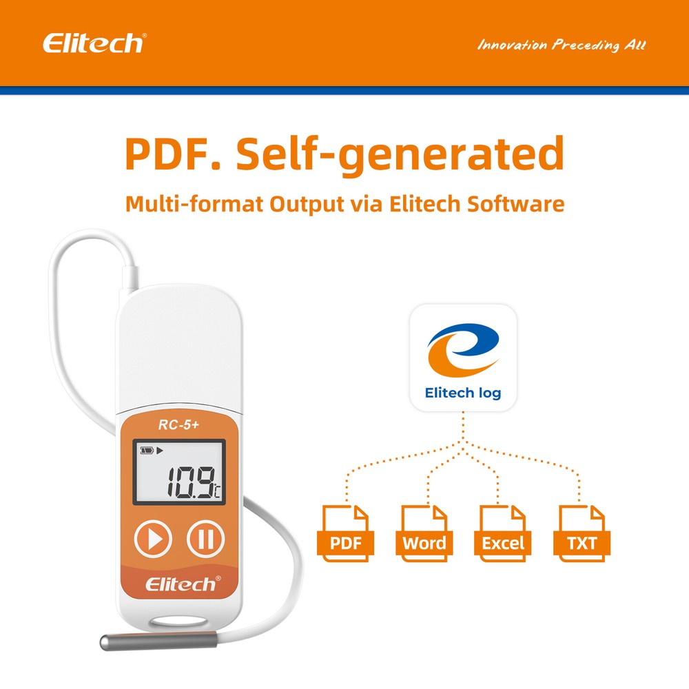 Elitech RC-5+ TE External Sensor Temperature Data Logger 32000Points PDF Report
