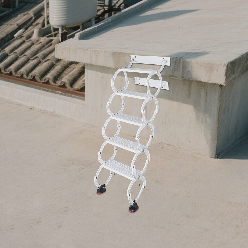 NEW Wall Mounted Attic Ladder Pull Down Telescoping Step Ladder 5 Steps Ladder