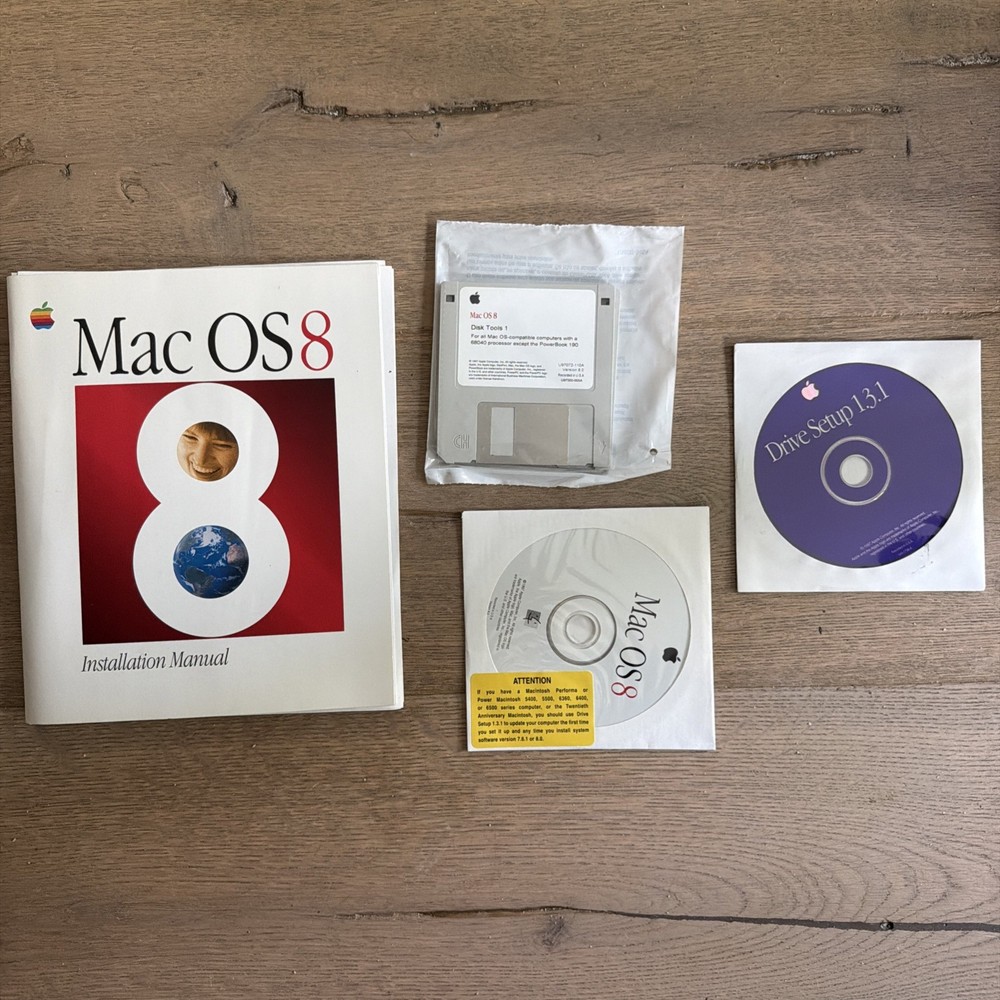 Vintage Apple Mac OS 8 Original Software Manual PC Computer Disk (Complete)