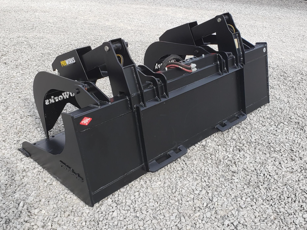 84″ Severe Duty Solid Bottom Bucket Grapple Fits Skid Steer Quick Attach Loader