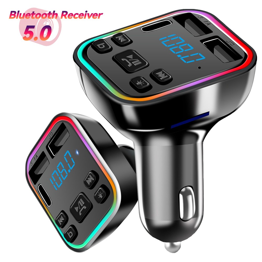 2PCS Car Handsfree FM Transmitter Adapter Wireless Bluetooth Receiver MP3 Player