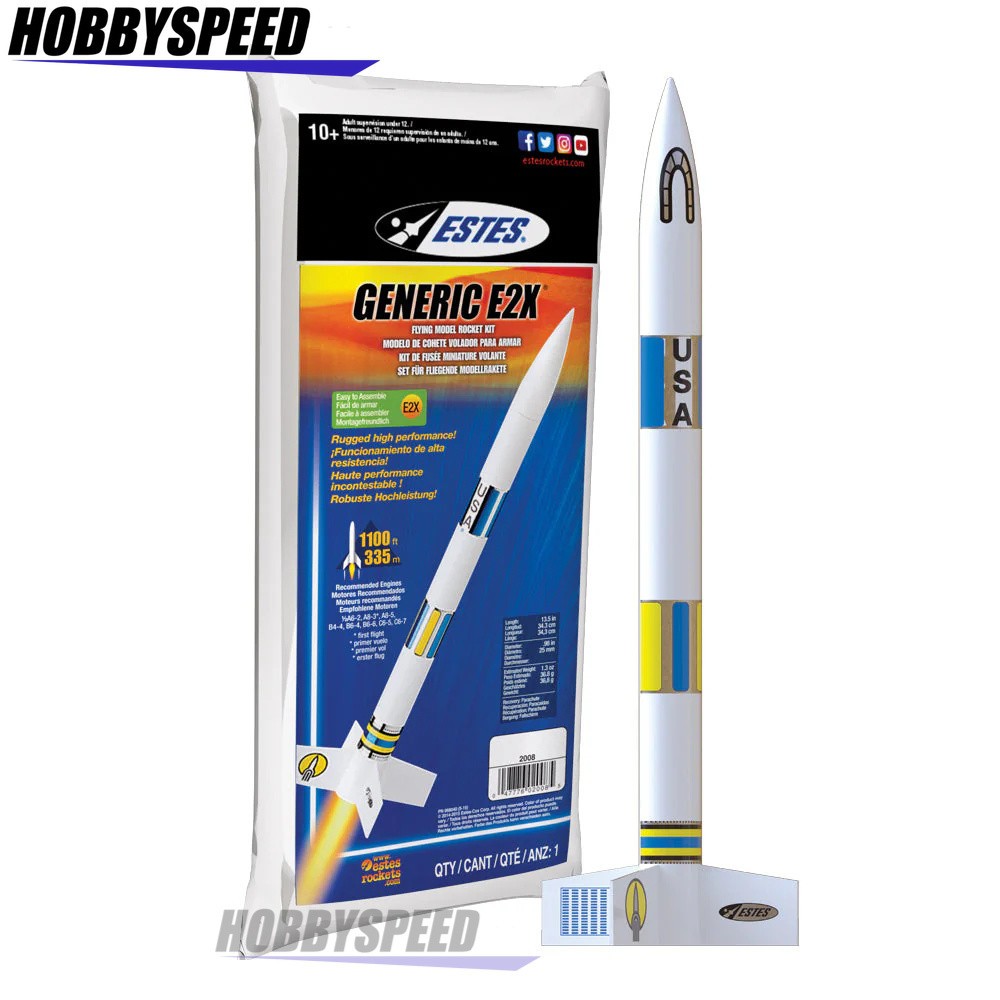 ESTES GENERIC E2X MODEL ROCKET KIT SKILL BEGINNER space rocketry EST2008 NEW