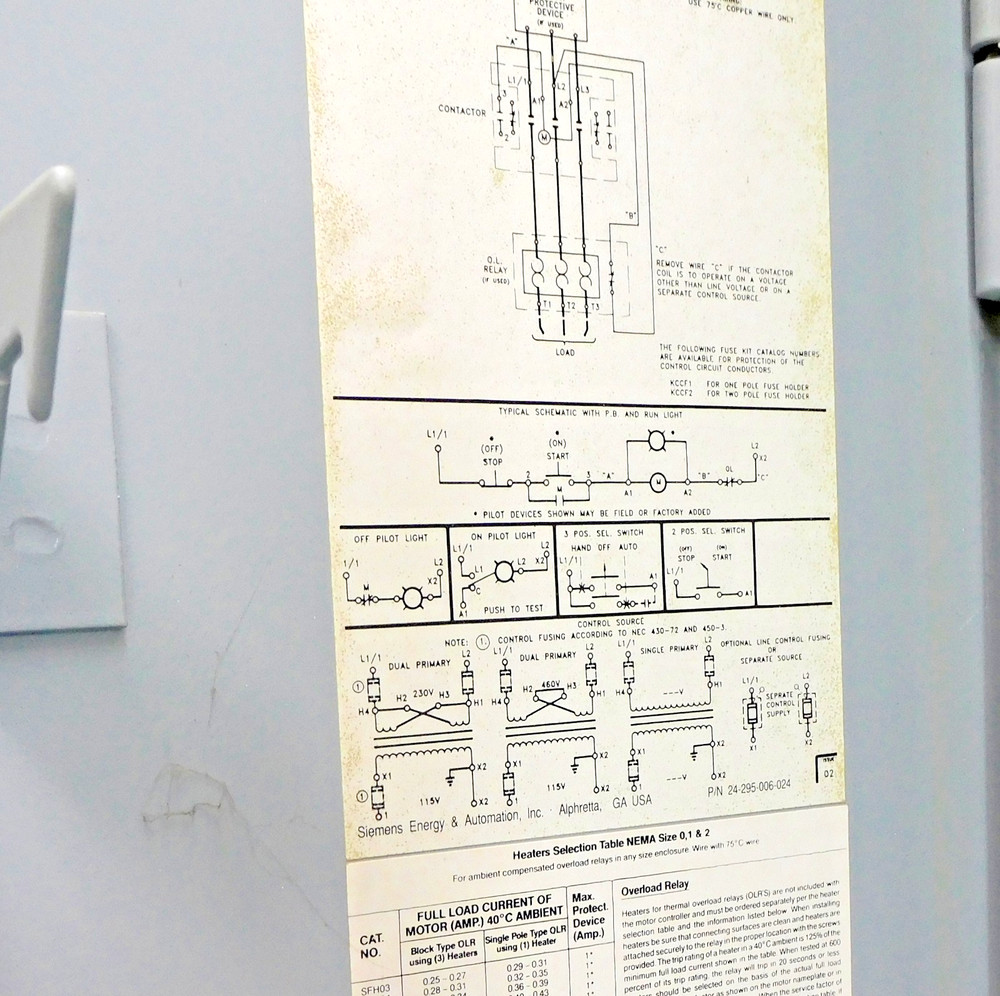 Siemens SSF C20 Combination Motor Controller Enclosure 480V 60A