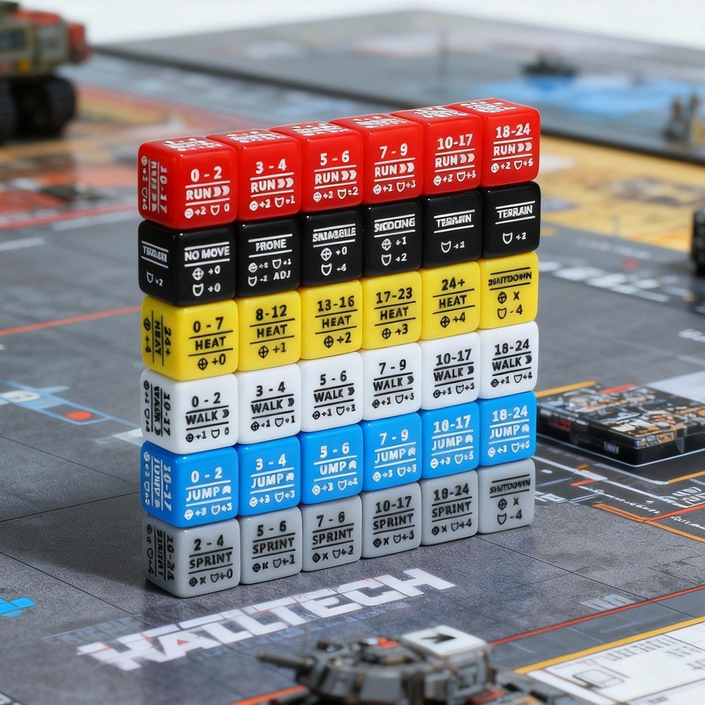 36PCS Battletech Stats Modifier Dice Full Dice Bundle: Movement Heat & Special