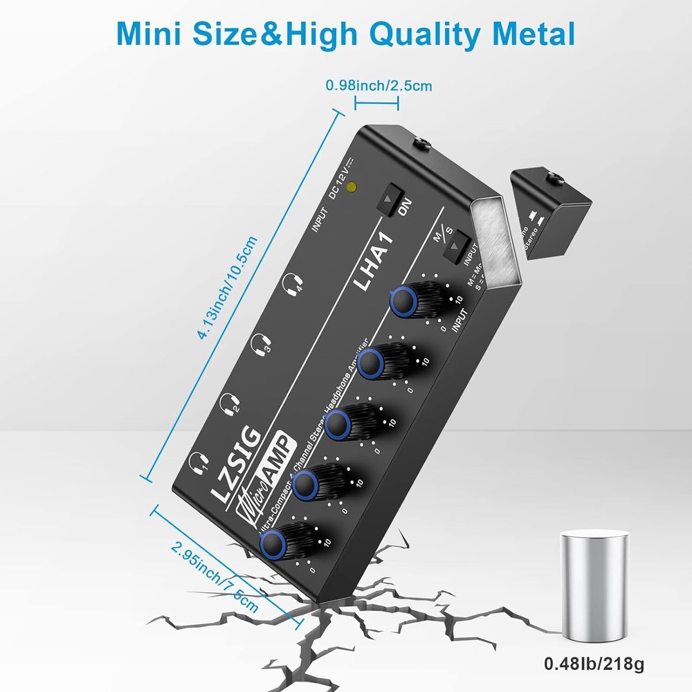 Thin Headphone Amplifier 4 Channels Stereo Audio Amplifier