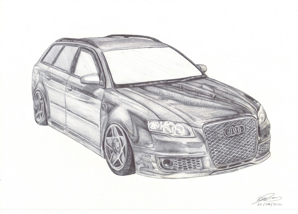 Personalised Realistic Pen Drawing: Car (see description)