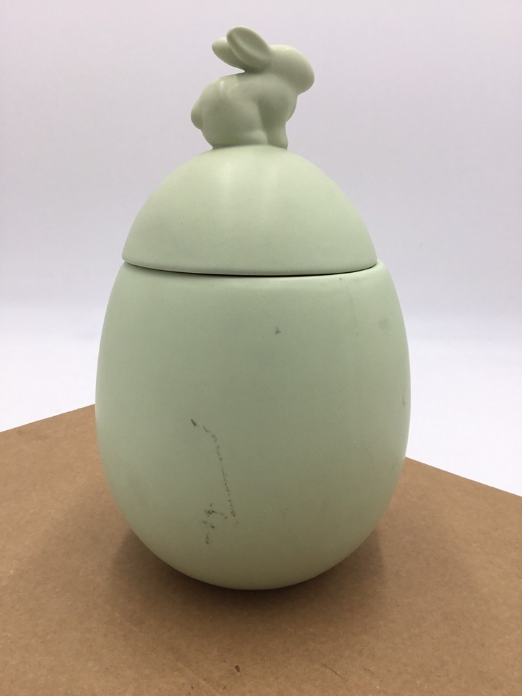 Haven Easter Bunny Cookie Jar Sage -(Defect)