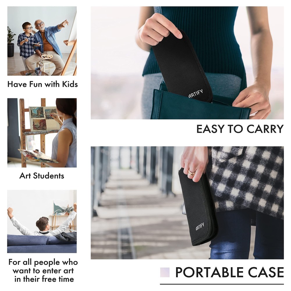 ARTIFY 10 Pieces Paint Brush Set Intermediate Series Includes a Carrying Case...