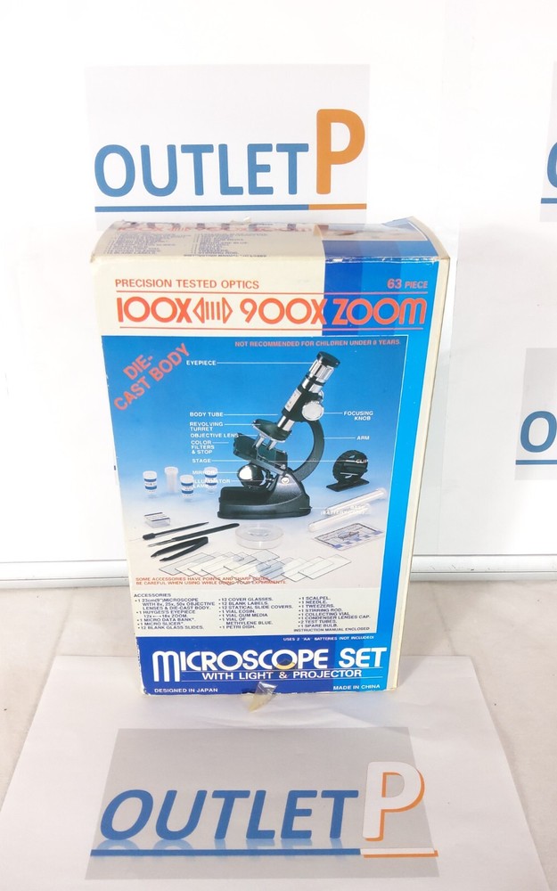 Vintage Microscope Set 63 Pieces 100x-900x Zoom