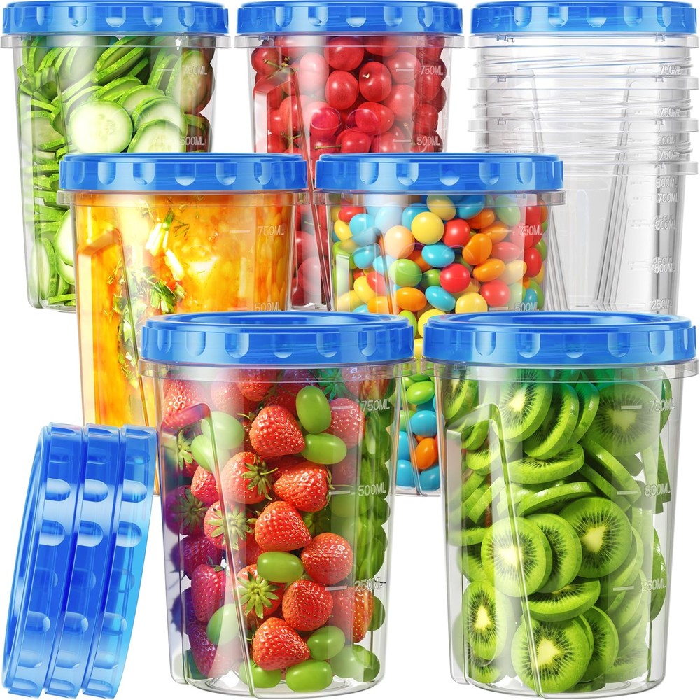 Canfanni 10 Pack-33oz Freezer Storage Containers Set, Plastic Large, 10Pack