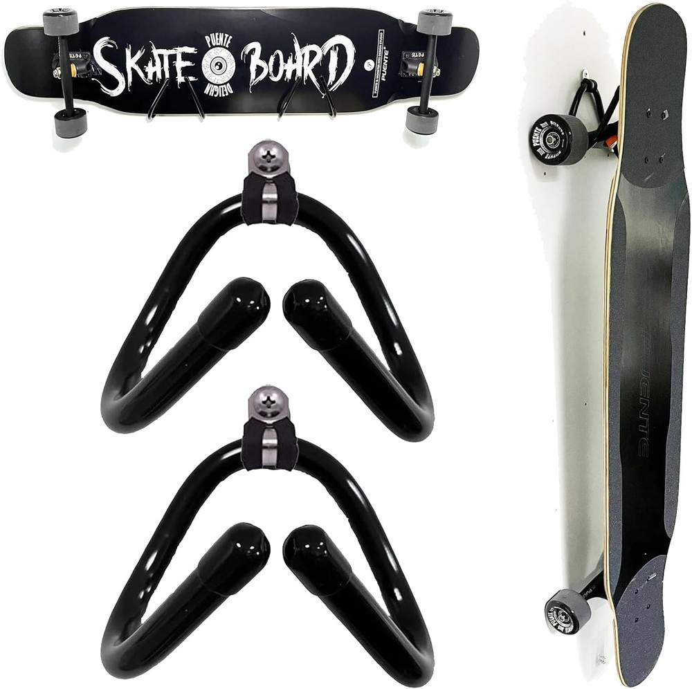 Pmsanzay 2 Pack Universal Skateboard Wall Mount Rack. Universal, black