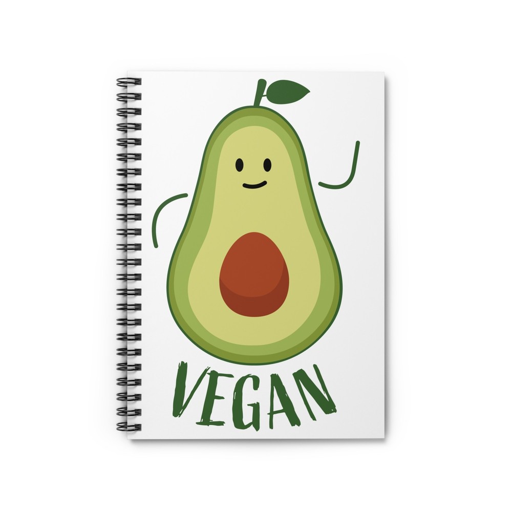 Cute Avocado Vegan Notebook | Spiral Ruled Journal