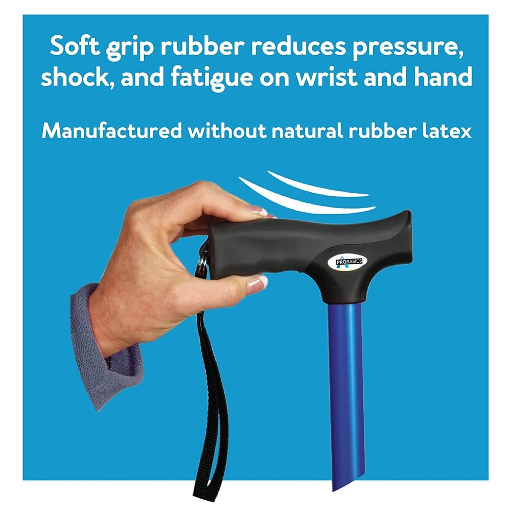 ProBasics Black Folding Cane For Men and Women, Adjustable Foldable