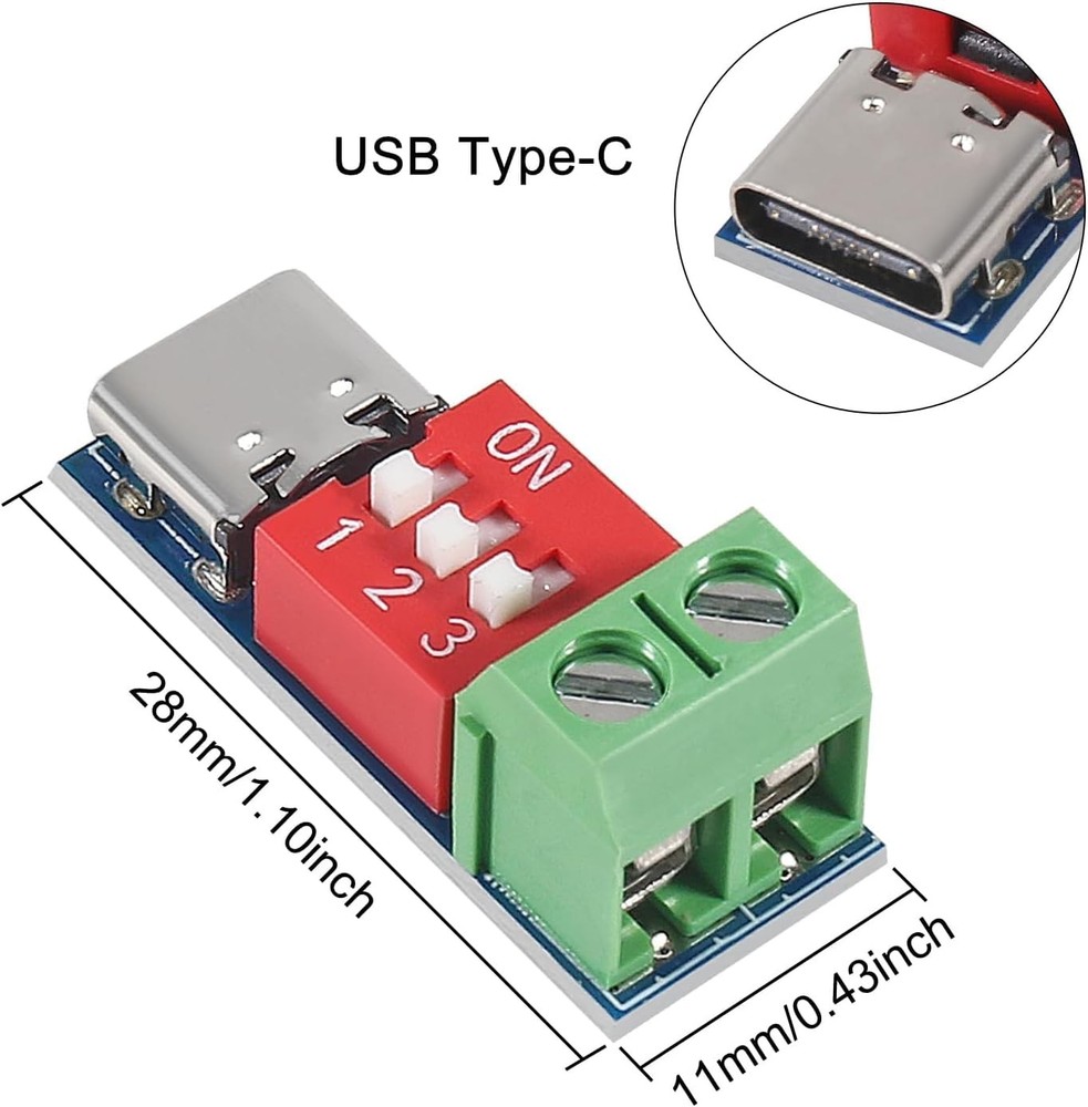 6pcs 5-20V Adjustable USB C PD/QC Trigger Board Decoy Power Fast Charge Module
