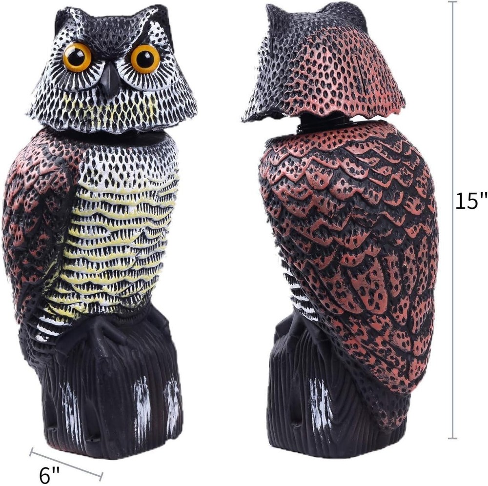 Easy-to-Install Rotating Head Owl Scarecrow