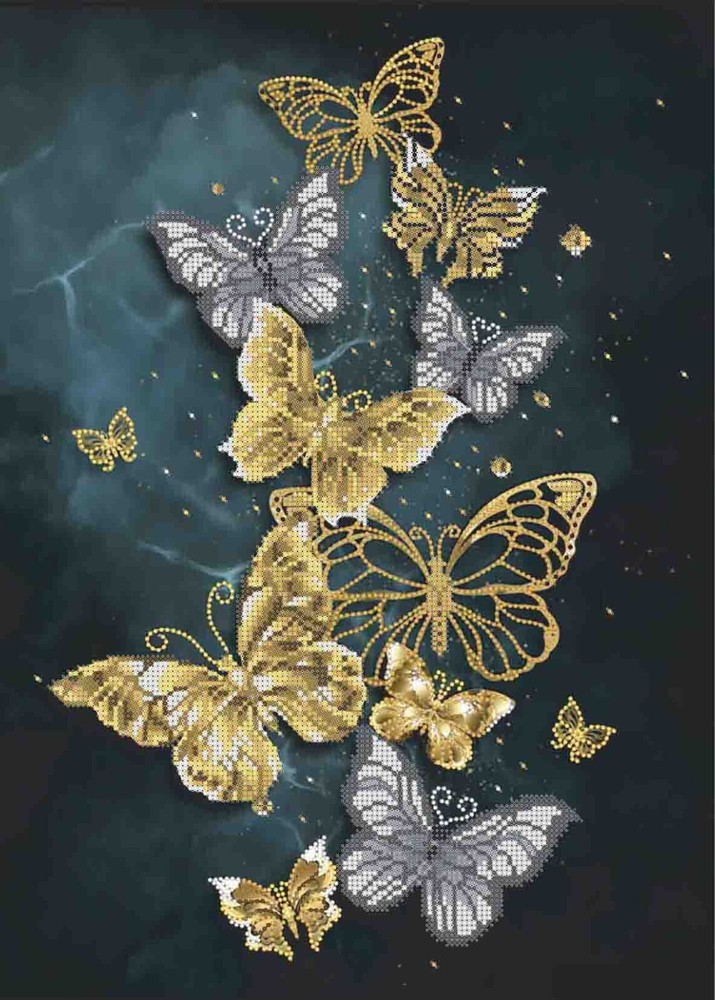 DIY Bead Embroidery kit  Space butterflies Needlepoint Beading Beadwork