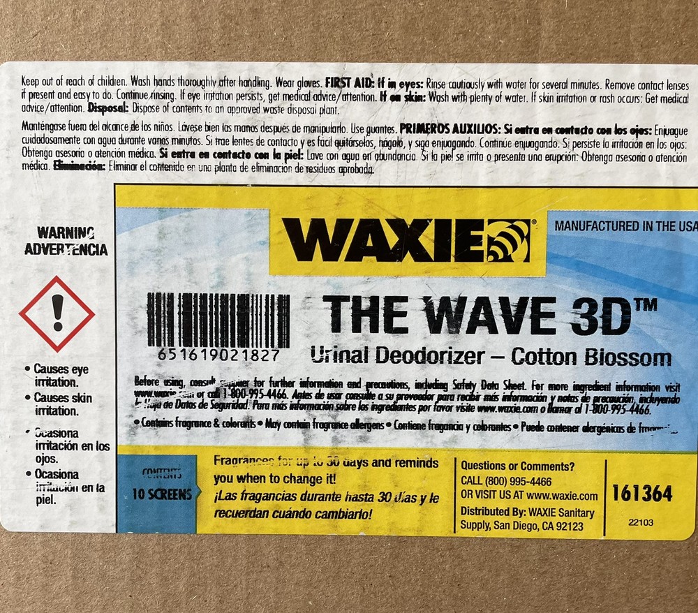 Waxie Urinal Splash Guard The Wave 3D