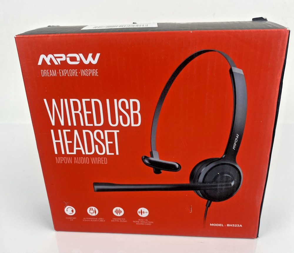 MPOW Wired Single-Sided USB Headset with Microphone