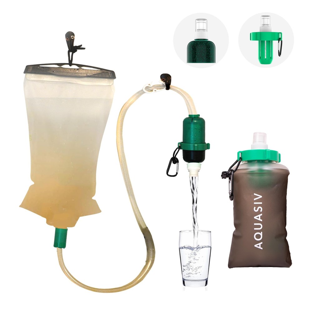 Gravity Water Filter Kit with HFM Carbon & Pre Filter, Gravity Bag & Squeeze ...